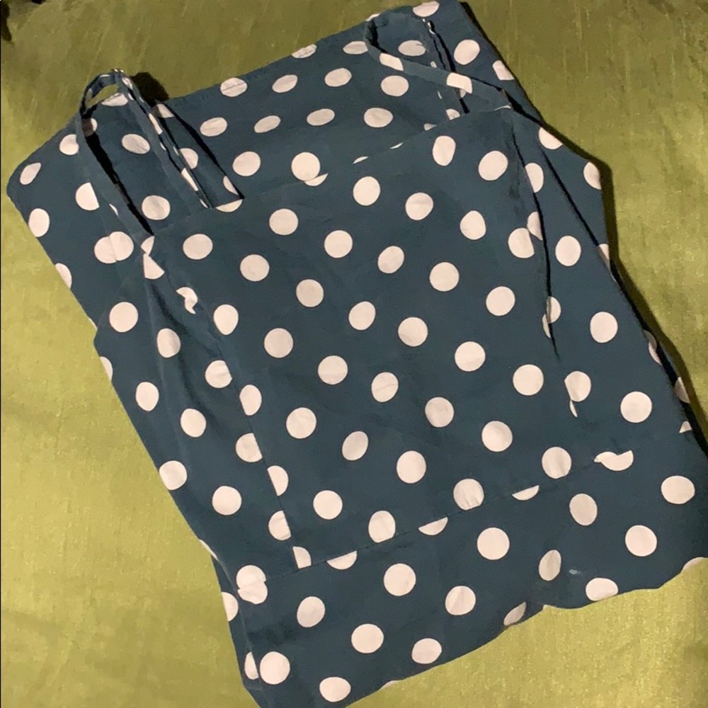 Green and white polka dot dress